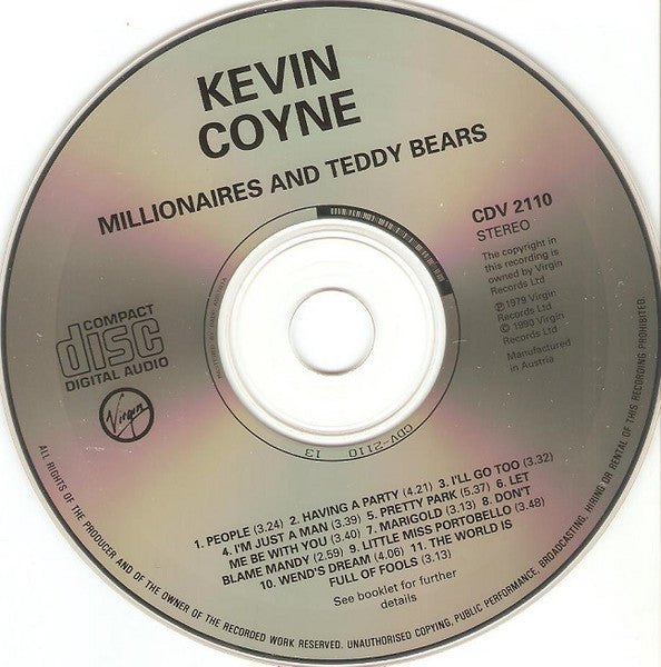 Image of Label Cover of 5034195E: CD - KEVIN COYNE, Millionaires And Teddy Bears (Virgin ; CDV 2110, UK 1990, Jewel Case, Inner)   VG+/VG+