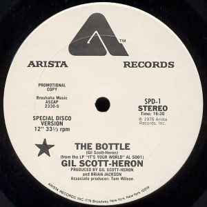 Image of Front Cover of 5144063S: 12" - GIL SCOTT-HERON, GENERAL JOHNSON, THE GLITTER BAND, The Bottle / Don't Walk Away / Makes You Blind (Arista ; SPD-1, US 1976) few faint scuffs - minor. one or two hairlines. pen on label - minor  /VG