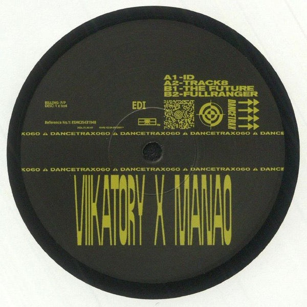 Image of Front Cover of 5114051C: 12" EP - VIIKATORY X MANAO, Dance Trax Vol. 60 (Dance Trax; DANCETRAX060, UK 2023, Plain Sleeve) Strong VG+  /VG+