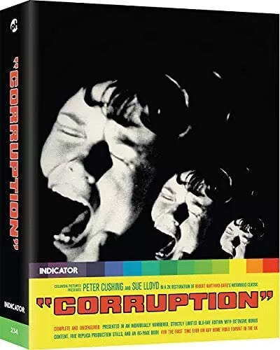 Image of Front Cover of 5134018E: Blu-ray - PETER CUSHING, Corruption (Indicator; 234,  , Box Set, Booklet, 5 cards, Numbered)   VG+/VG+