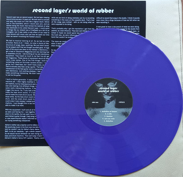 Image of Label Cover of 5114020C: LP - SECOND LAYER, World Of Rubber (1972; 197212, US 2023 Reissue, Insert, Purple Vinyl) Sleeve still in opened stickered shrinkwrap  VG+/VG+