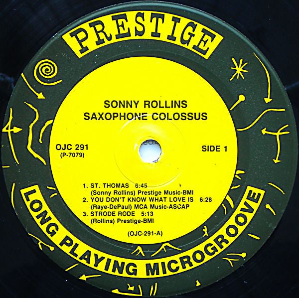 Image of Label Cover of 5124023E: LP - SONNY ROLLINS, Saxophone Colossus (Original Jazz Classics ; OJC-291, US 1987)   VG/VG