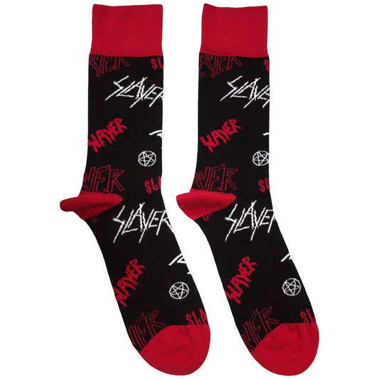 Image of Front Cover of 5154035S: Accessories - SLAYER, Logos Pattern Socks (, UK )   NEW/NEW