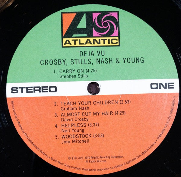 Image of Back Cover of 5114239C: LP - CROSBY, STILLS, NASH & YOUNG, D j  Vu (Atlantic; 081227891411,  2021 Reissue, Texured Gatefold Sleeve) 2cm seam split to top of gatefold  VG/EX