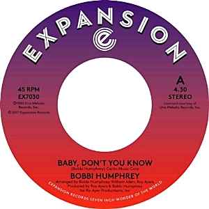 Image of Front Cover of 5124099E: 7" - BOBBI HUMPHREY, Baby Don't You Know (Expansion; EX7030, UK 2017 Reissue) Light Marks only.  /VG+