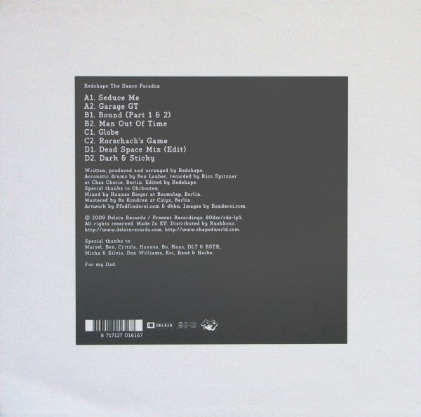 Image of Back Cover of 5144186S: 2xLP - REDSHAPE, The Dance Paradox (Delsin; 80dsr/rds-lp1, Netherlands 2009)   VG+/VG+