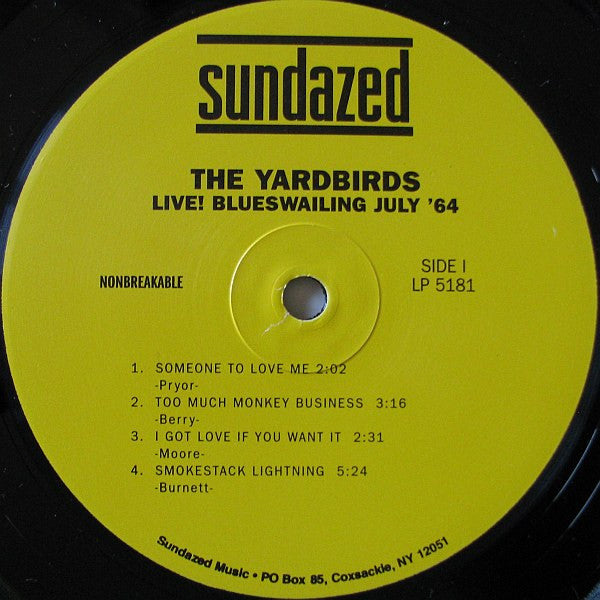 Image of Label Cover of 5124137E: LP - THE YARDBIRDS, Live! Blueswailing July '64 (Sundazed Music ; LP 5181, US 2004, Gatefold, 180 Gram Vinyl) Corner Bump  VG+/VG+