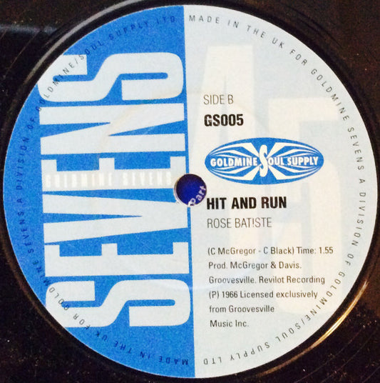 Image of Front Cover of 5124104E: 7" - GEORGE LEMONS / ROSE BATISTE, Fascinating Girl / Hit And Run (Goldmine Soul Supply; GS005, UK Reissue) Lightest of marks.  /VG+