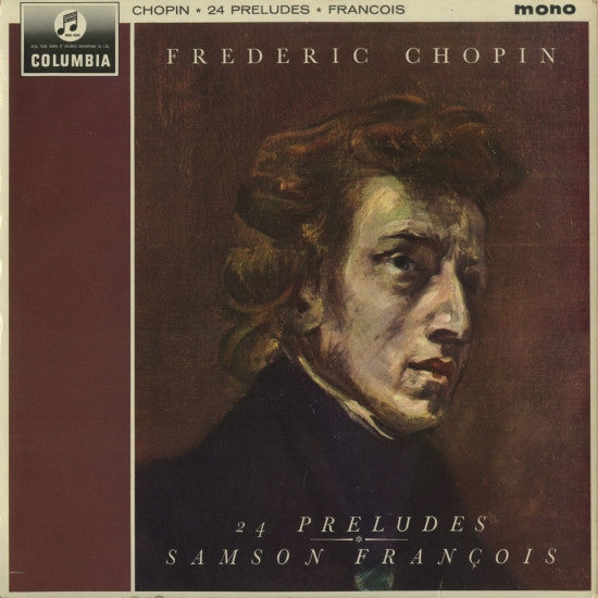 Image of Front Cover of 5024251E: LP - SAMSON FRAN OIS, Chopin: 24 Preludes (Columbia Red With Dark Semi Circle Notes Logo; 33 CX 1877, UK 1963, Laminated Flipback Sleeve) Strong VG, Company Inner, Company Insert  VG+/VG