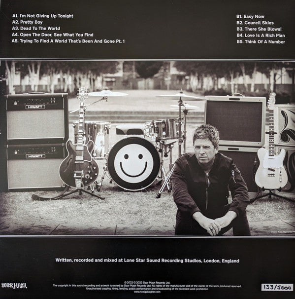 Image of Back Cover of 5124113E: LP - NOEL GALLAGHER'S HIGH FLYING BIRDS, Council Skies (Sour Mash ; BLOOD173, UK 2023, Gatefold, Inner, Black & White Corona Effect Vinyl, Not Numbered)   VG+/EX