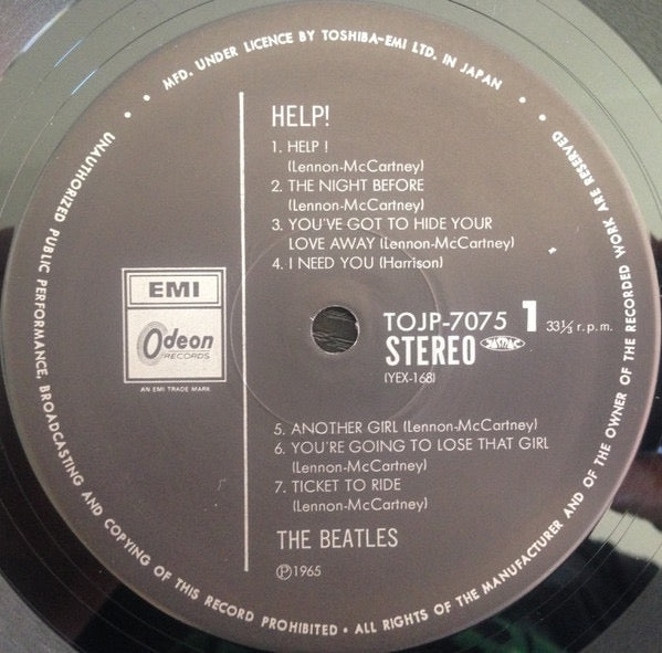 Image of Label Cover of 5114307C: LP - THE BEATLES, Help! (Odeon; TOJP-7075, Japan 1992 Reissue, Insert, With OBI)   EX/EX