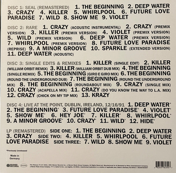 Image of Back Cover of 6xLP - EX/M - SEAL, Seal (Rhino Records; R2 654317,  2022, Box Set, 2 LP, 4 CD Deluxe Edition), SEAL-ED,  - 5144239S