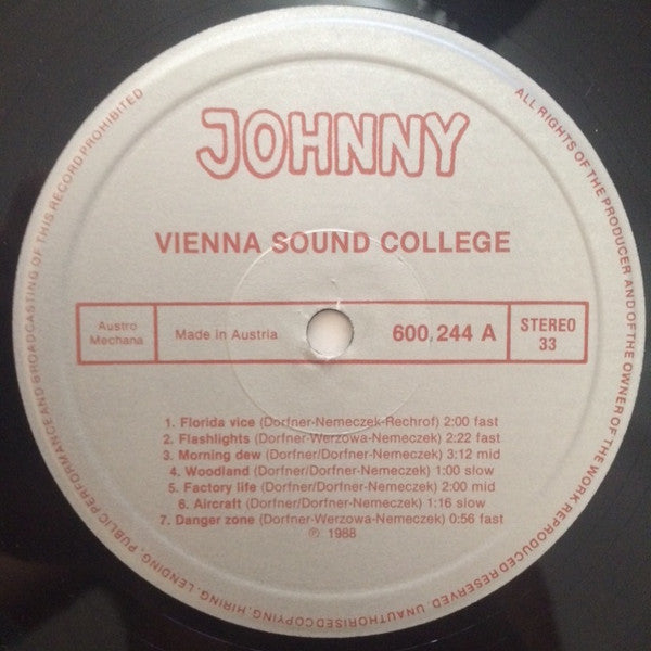 Image of Label Cover of 5144096S: LP - VIENNA SOUND COLLEGE, Backgroundmusic Volume Nr. 3 (Johnny; 600.244, Austria 1988) Edgewear and minor ringwear, light marks on disc.   VG/VG