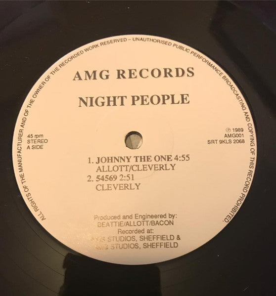 Image of Label Cover of 5144097S: 12" - NIGHT PEOPLE, Johnny The One (AMG Records ; AMG 001, UK 1989)   VG+/VG+