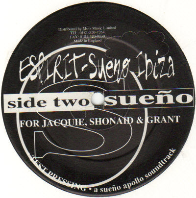 Image of Back Cover of 5144101S: 12" - ESPIRIT, Sueno Ibiza (Sueno; SUENO 1, UK 1995)   /VG