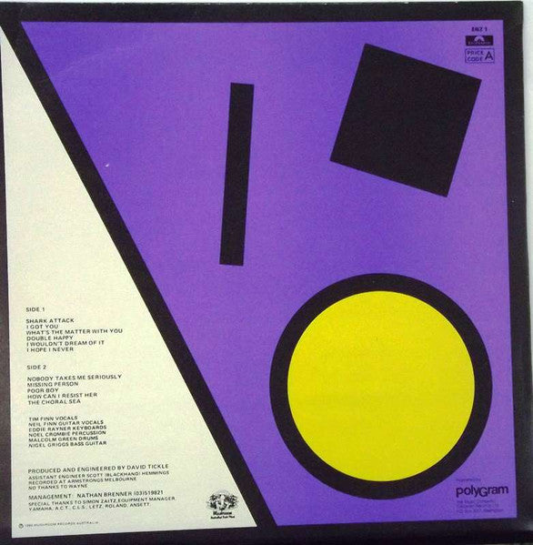 Image of Back Cover of 5114318C: LP - SPLIT ENZ, True Colours (Polydor; ENZ 1, New Zealand 1980, Purple Cover) Edge Wear  VG/VG