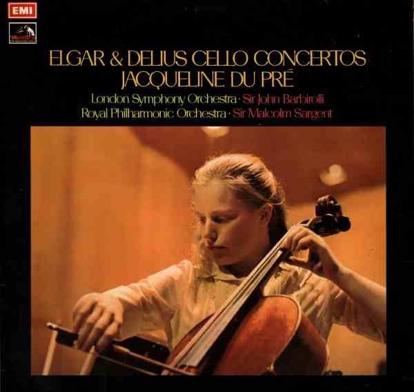 Image of Front Cover of 1125247E: LP - JACQUELINE DU PR� WITH THE LONDON SYMPHONY ORCHESTRA CONDUCTED BY SIR JOHN BARBIROLLI AND THE ROYAL PHILHARMONIC ORCHESTRA CONDUCTED BY SIR MALCOLM SARGENT, Elgar: Cello Concerto In E Minor, Op.85 / Delius: Concerto For Cello And Orchestra (HMV Red, Black and White Nipper Box; ASD 2764, UK 1972, Laminated Front Sleeve, Pressed in Holland)   VG/VG+