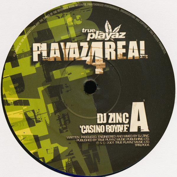 Image of Label Cover of 5144271S: 6x12" - DJ HYPE, Playaz4Real (True Playaz; TPRLP004, UK 2001) All discs present. Sleeve disintegrating, extremely heavy corner wear, creasing, large rip to opening, other splits. Each record covered in surface hairlines. Some closer to G+. No feelable marks.  F/G