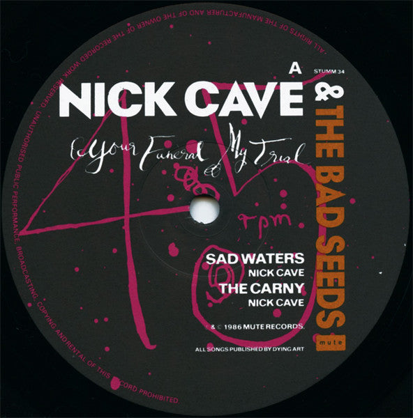 Image of Label Cover of 2xLP - VG+/VG - NICK CAVE AND THE BAD SEEDS, Your Funeral...My Trial (Mute; STUMM34, UK 1986, Gatefold, Inners), Strong VG,  - 3626294E