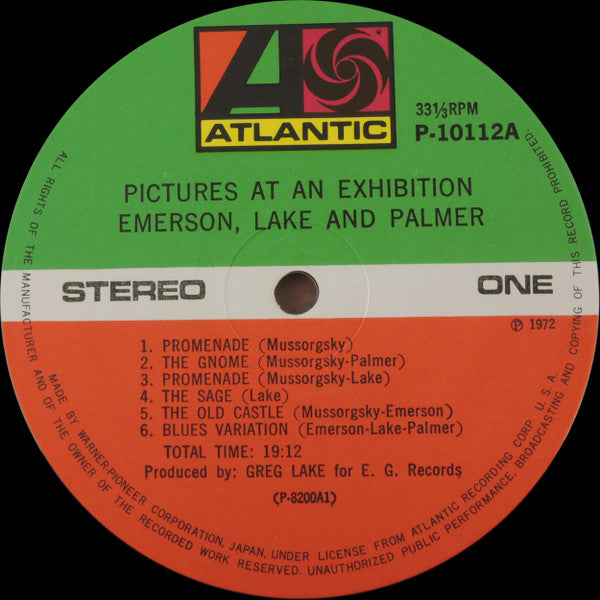 Image of Label Cover of 5144286S: LP - EMERSON, LAKE & PALMER, Pictures At An Exhibition (Atlantic; P-10112A, Japan 1976, Gatefold, Insert, With Obi.) Strong VG+  VG+/VG+