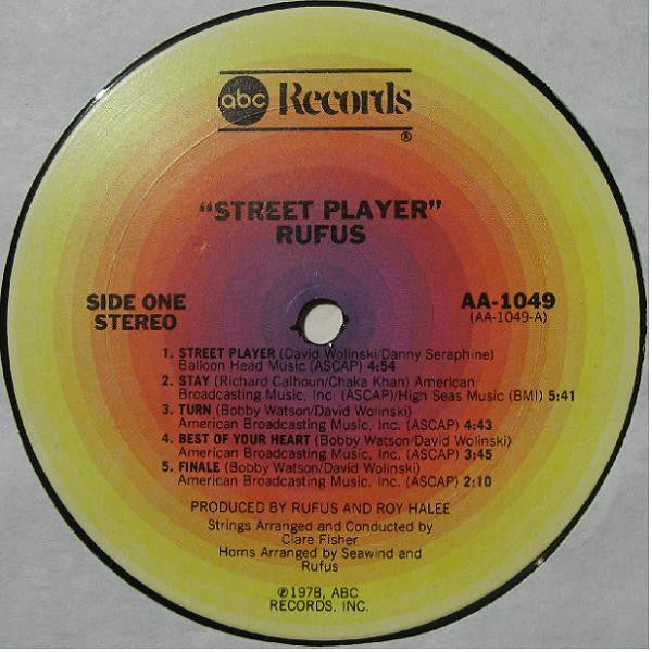 Image of Label Cover of 5114466C: LP - RUFUS & CHAKA KHAN, Street Player (ABC Records; AA-1049, US 1978, Gatefold) Sleeve shrink-wrapped (small rip in plastic) with cut-out (notched) at top edge and some wear at corners  VG/G+