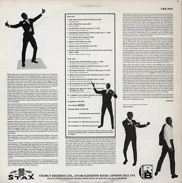 Image of Back Cover of 5144318S: LP - WILLIAM BELL, Do Right Man (Charly R&B; CRB 1076, UK 1984) Strong VG+  VG+/VG+