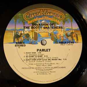 Image of Label Cover of 5144322S: LP - PARLET, Invasion Of The Booty Snatchers (Casablanca; NBLP 7146, US 1979) Lightest of marks. Wear to sleeve  especially at edges with ringwear. Evidence of small previous price sticker.  VG/VG+