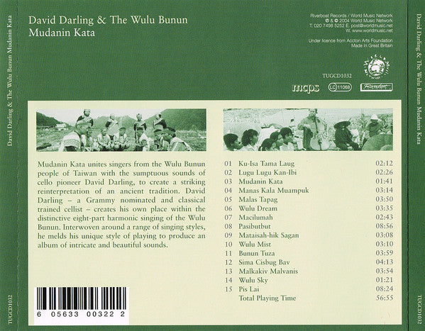 Image of Back Cover of 5134222E: CD - DAVID DARLING & THE WULU BUNUN, Mudanin Kata (Riverboat Records ; TUGCD1032, UK 2004, Jewel Case, Booklet)   EX/EX