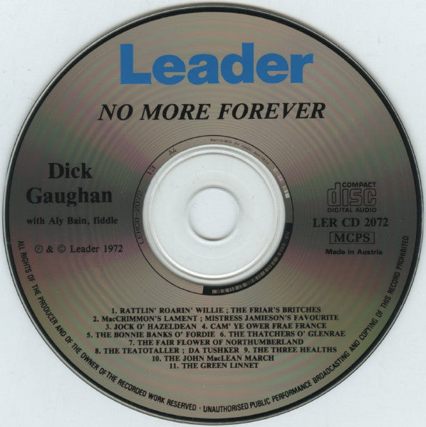 Image of Label Cover of 5134225E: CD - DICK GAUGHAN, No More Forever (Leader; LER CD 2072, UK , Jewel Case, Inner)   VG+/VG+