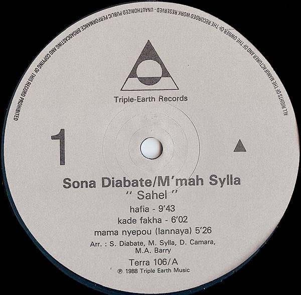 Image of Label Cover of LP - VG+/VG+ - SONA DIABATE & M'MAH SYLLA, Sahel (Triple Earth; Terra 106, UK 1988), ,  - 4216415C