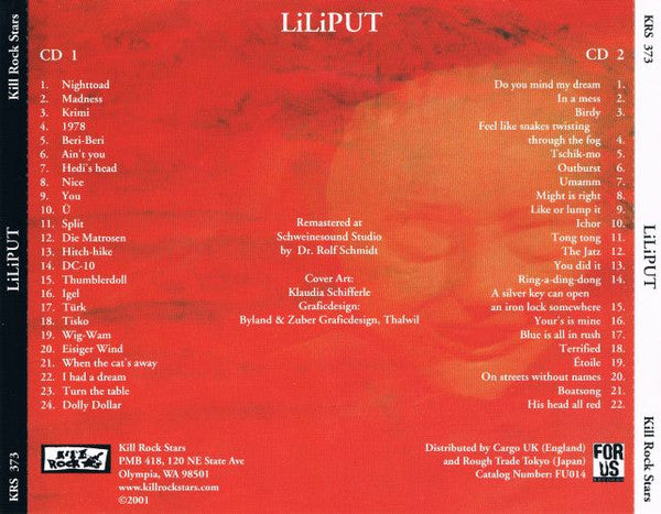 Image of Back Cover of 2xCD - VG+/VG - LILIPUT, Liliput (Kill Rock Stars; KRS 373, US 2001 Reissue, Jewel Case, Booklet), Scratches (CD),  - 4116381C