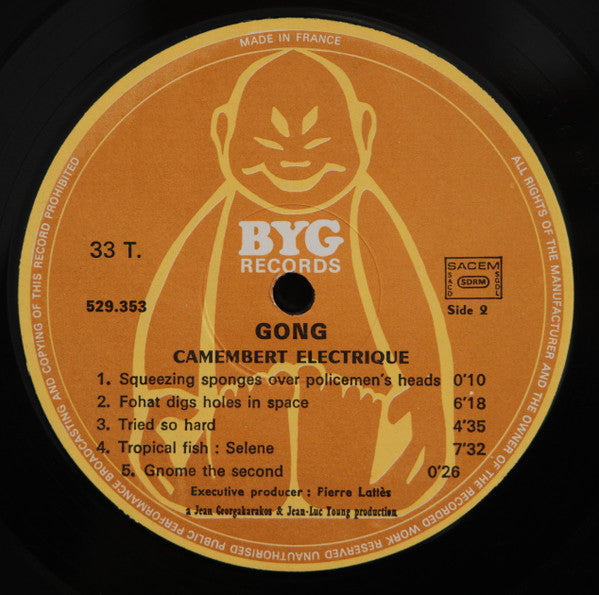 Image of Label Cover of 5224076E: LP - GONG, Camembert Electrique (BYG Records; 529.353, France , Laminated Gatefold Sleeve, 2 Inserts, 2nd BYG pressing)   VG/VG