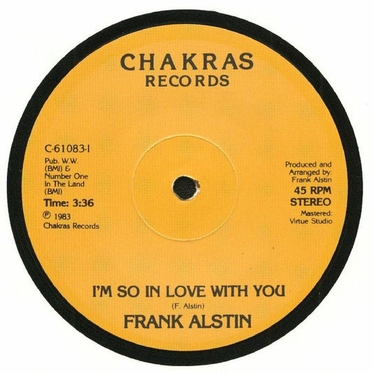 Image of Front Cover of 5224139E: 12" - FRANK ALSTIN, It Must Be Love This Time / I'm So In Love With You (Chakras Records; C-61083,  2018 Reissue, Plain Brown Card Sleeve, Unofficial.)   /VG+