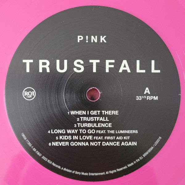 Image of Label Cover of LP - VG+/VG+ - PINK, Trustfall (RCA; 19658-77266-1, USA, Canada & Europe 2023, Gatefold, Booklet, Pink Vinyl), ,  - 4046017S