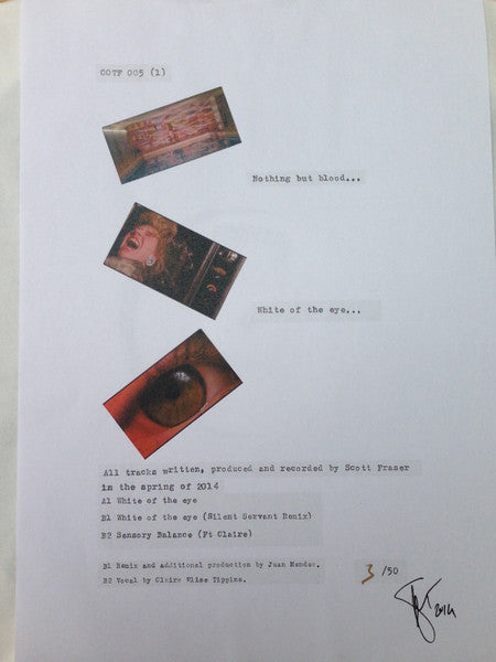 Image of Back Cover of 0125120E: 12" - NOTHING BUT BLOOD, White Of The Eye (Crimes Of The Future; COTF 005, UK 2014, Numbered, Test Pressing) #27/50.  /VG