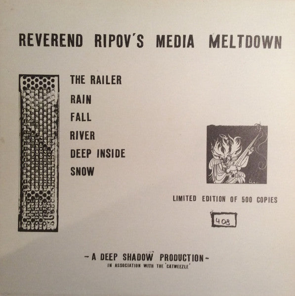 Image of Back Cover of 0115177C: LP - SUNDOME AND THE NIGHT, Reverend Ripov's Media Meltdown (Catweezle Records; CW 001, Germany 1994, Insert) Light Marks only.  VG/VG