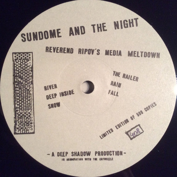 Image of Label Cover of 0115177C: LP - SUNDOME AND THE NIGHT, Reverend Ripov's Media Meltdown (Catweezle Records; CW 001, Germany 1994, Insert) Light Marks only.  VG/VG