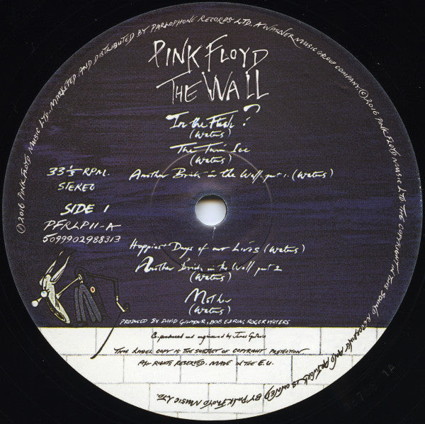 Image of Label Cover of 0145042S: 2xLP - PINK FLOYD, The Wall (Pink Floyd Records; PFRLP11, Europe 2016 Reissue, Gatefold, 2 Inners) Stickered Sleeve  VG+/VG+