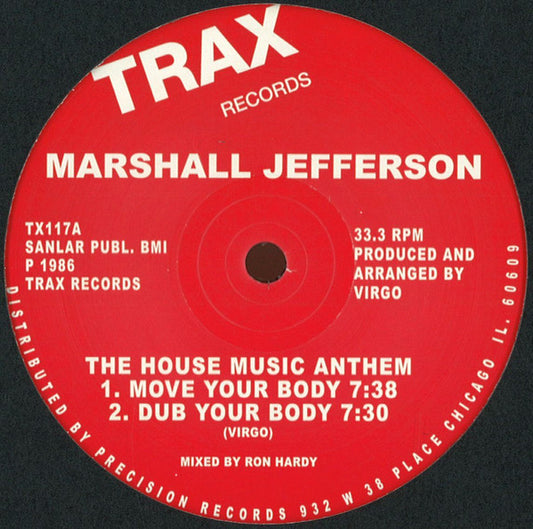 Image of Front Cover of 12" - /G+ - MARSHALL JEFFERSON, The House Music Anthem (Trax Records ; TX117, UK 2014 Reissue, Plain Sleeve), Lght marks only. Plays well.,  - 2726009E