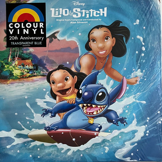 Image of Front Cover of 0115283C: LP - VARIOUS, Lilo & Stitch (Original Score Composed and Conducted by Alan Silvestri) (Walt Disney Records; 00050087503277, Europe 2022 Reissue, 180 Gram Cura ao Blue Transparent Vinyl)   VG+/EX