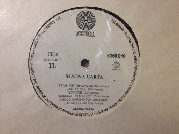 Image of Label Cover of LP - VG/G+ - MAGNA CARTA, Songs From Wasties Orchard (Vertigo; 6360 040, Singapore 1970s Reissue, Die Cut Foldout Sleeve), Light Marks only, Sleeve has spine wear , edge wear and some creasing but is fully intact,  - 0115295C