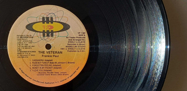 Image of Label Cover of 0115345C: LP - FRANKIE PAUL, The Veteran (VP Records; VP 1180, US 1991) Sleeve in shrink, light marks only.  EX/VG+