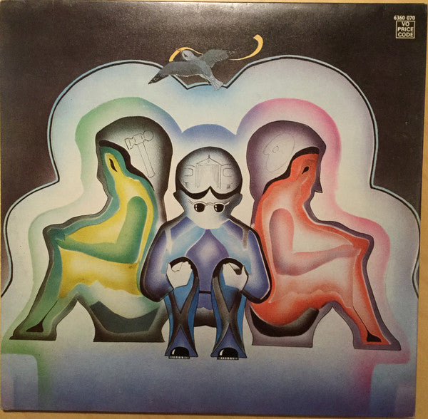 Image of Back Cover of 0115298C: LP - GENTLE GIANT, Three Friends (Vertigo; 6360 070, UK 1972, Gatefold, Vertigo Swirl Inner, 'Feel the Paint' Misprint) Light hairlines, Some sticker damage, Has Vertigo inner  VG/VG