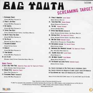 Image of Back Cover of CD - VG+/VG+ - BIG YOUTH, Screaming Target (Trojan Records; TJCCD305, UK 2014 Reissue, Jewel Case), ,  - 4216658C