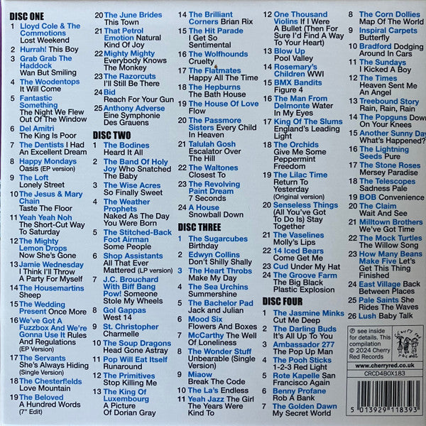 Image of Back Cover of 4xCD - VG+/VG+ - VARIOUS, Cut Me Deep (A Story Of Indie Pop 1985-1989) (Cherry Red; CRCD4BOX183, UK 2024, Box Set, Booklet), ,  - 3056016S