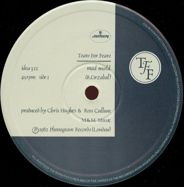 Image of Label Cover of 12" - G+/VG+ - TEARS FOR FEARS, Mad World (Mercury; idea 312, UK 1982, Picture Sleeve), ,  - 3726349E