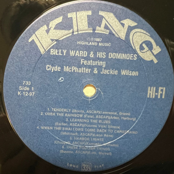 Image of Label Cover of 0115415C: LP - BILLY WARD AND HIS DOMINOES, Billy Ward And His Dominoes Featuring Clyde McPhatter And Jackie Wilson (King Records; 733, US 1987 Reissue) Shrink-wrap  VG+/VG