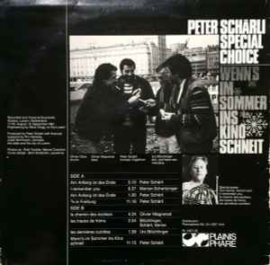 Image of Back Cover of LP - VG/EX - PETER SCH RLI SPECIAL CHOICE, Wenn s Im Sommer Ins Kino Schneit (Plainisphare; 1267-32, Switzerland 1987), Wear to edge of sleeve.,  - 0145166S
