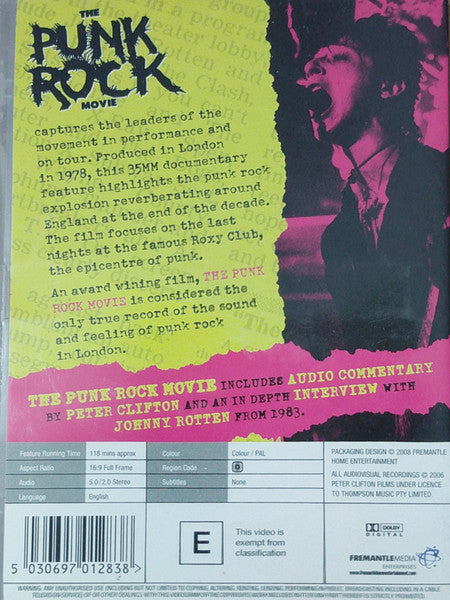 Image of Back Cover of 0135190E: DVD - VARIOUS, The Punk Rock Movie (FremantleMedia; FHED2243, UK 2008)   M/M