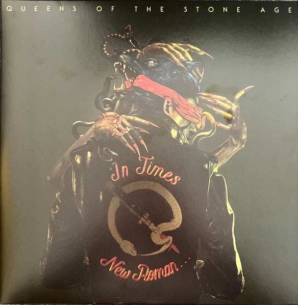 Image of Front Cover of 2xLP - VG+/VG+ - QUEENS OF THE STONE AGE, In Times New Roman... (Matador; OLE1947LPE2, UK 2023, Gatefold, 2 Inserts, White Vinyl), Stickered Sleeve,  - 0215040C